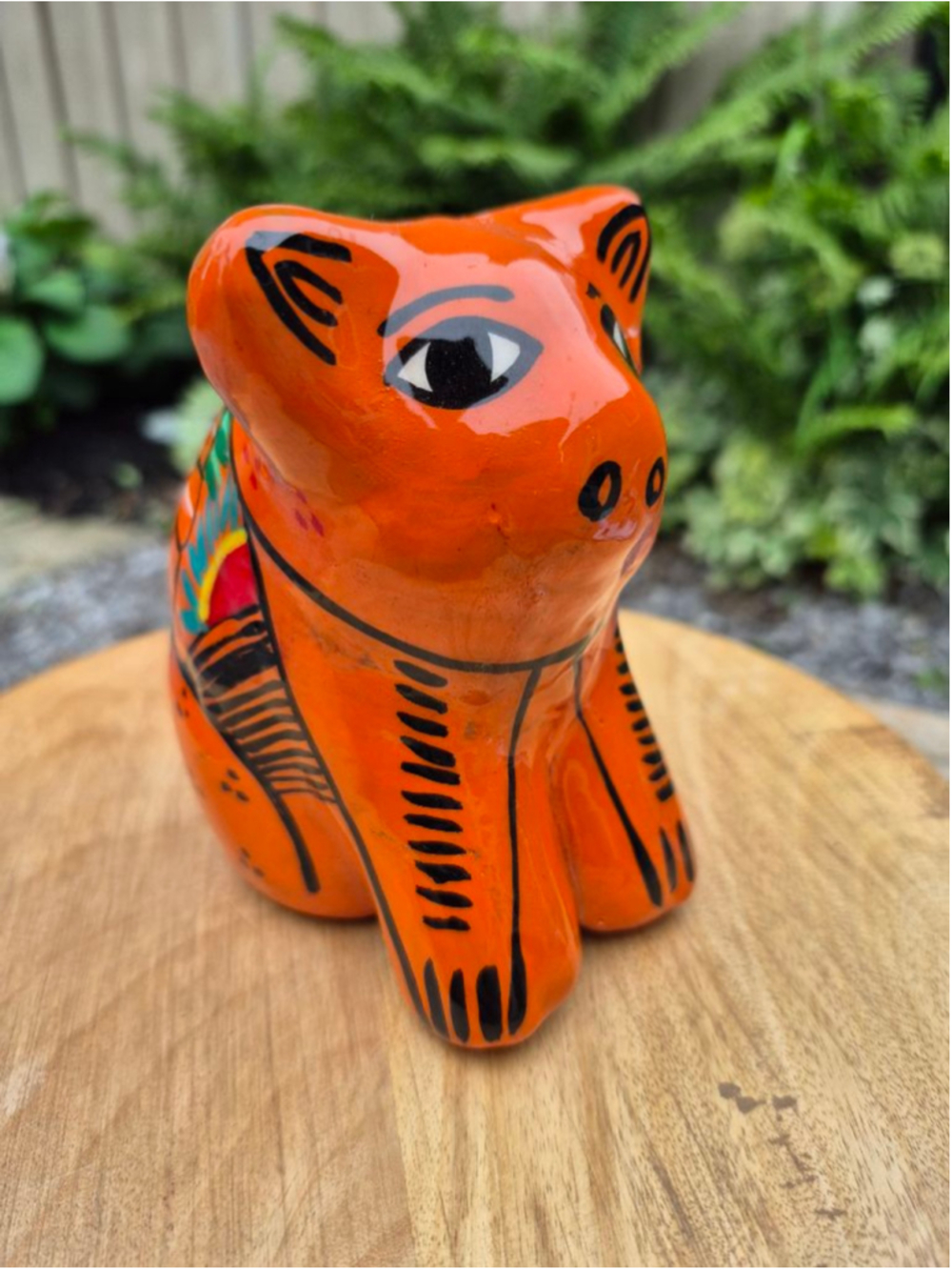 Vintage Mexican Folk Art Hand-Painted Clay Pig Figurine